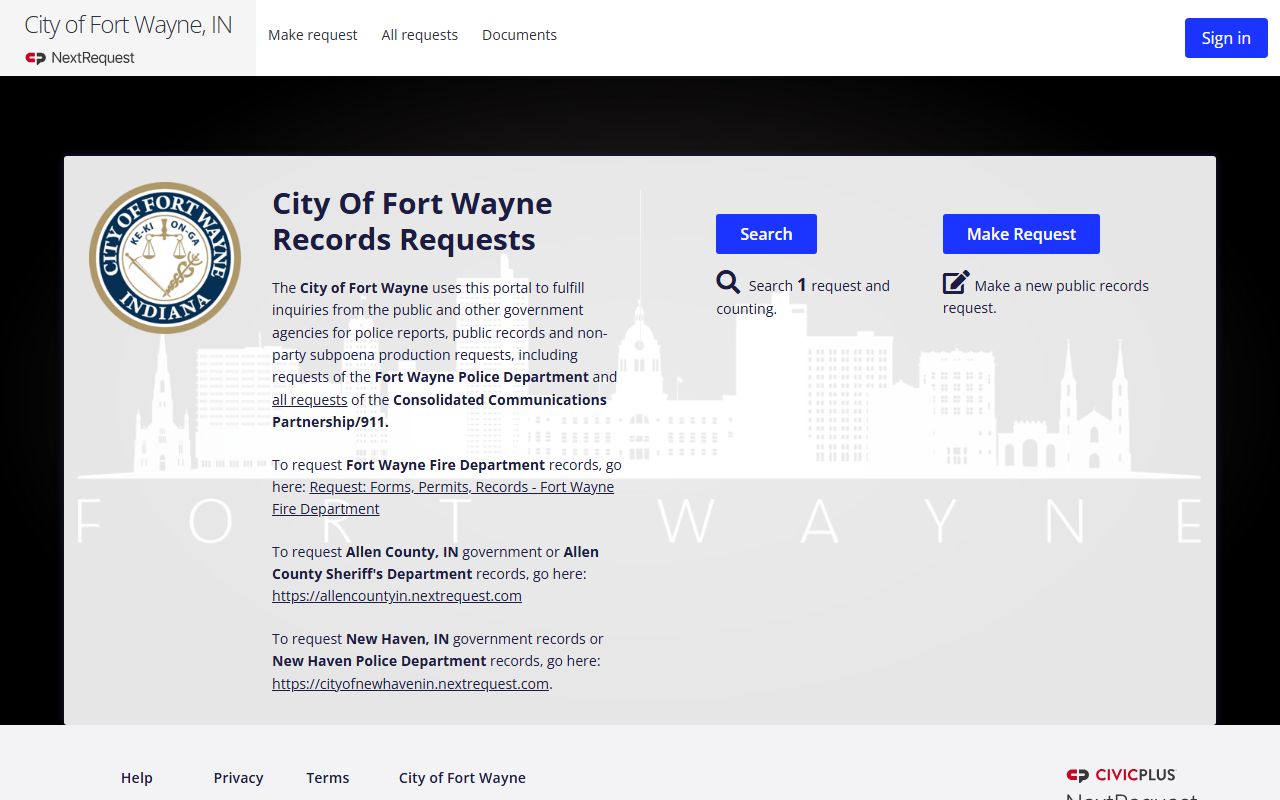 Fort Wayne recent arrests police records NextRequest portal