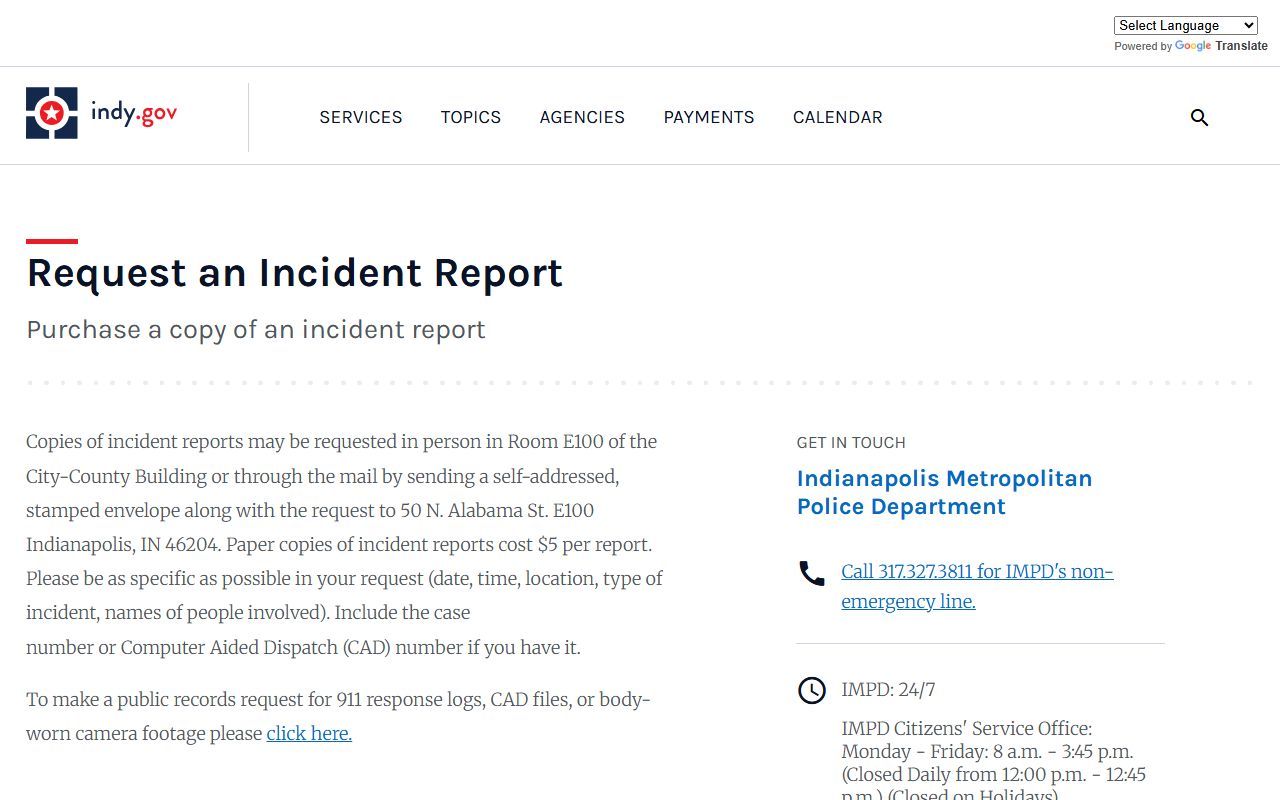 Indianapolis recent arrests IMPD incident report request portal