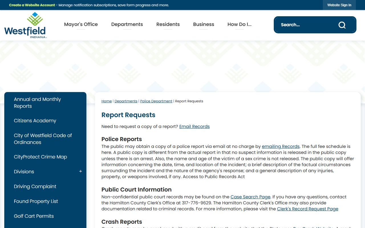Westfield police department report requests portal recent arrests