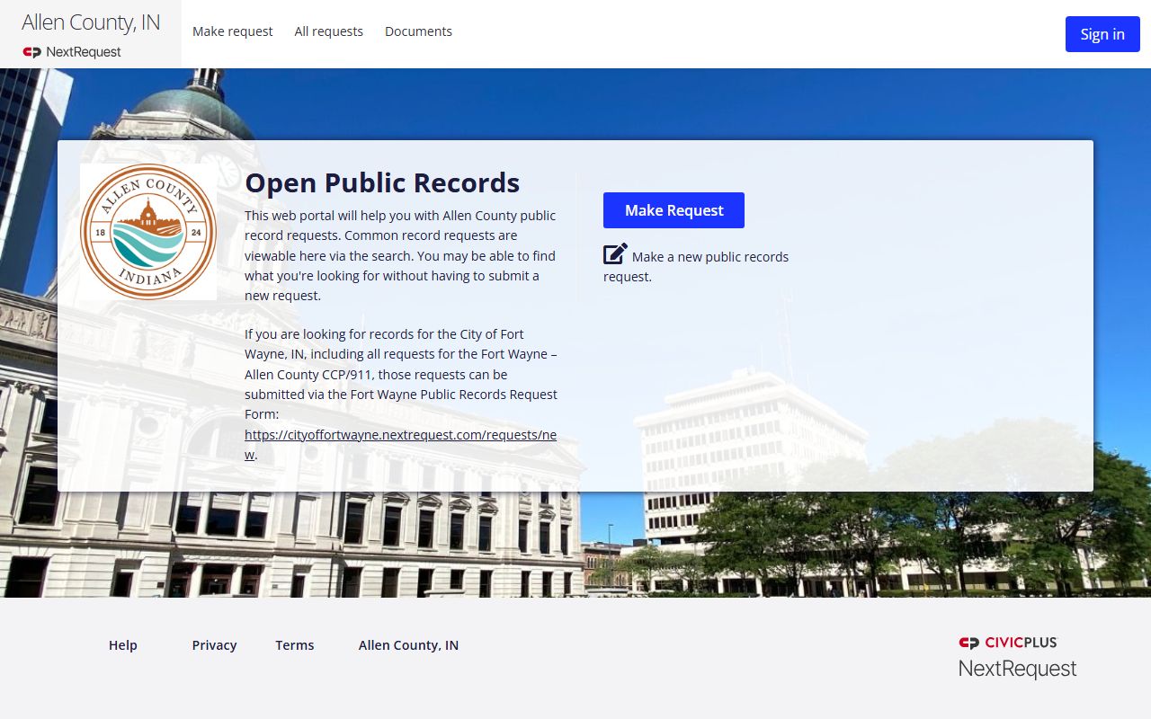 allen county recent arrests public records request portal nextrequest