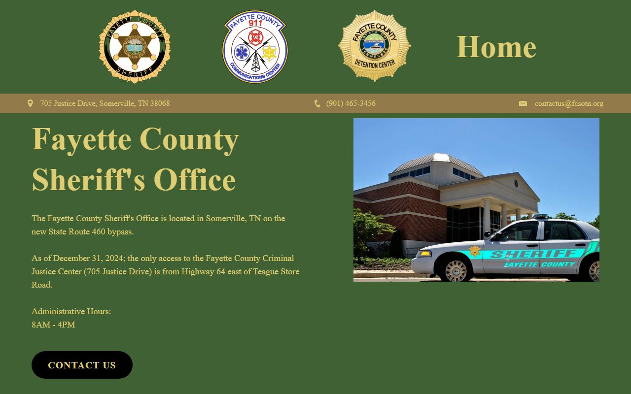 Fayette County Sheriff website showing inmate search and recent arrest records