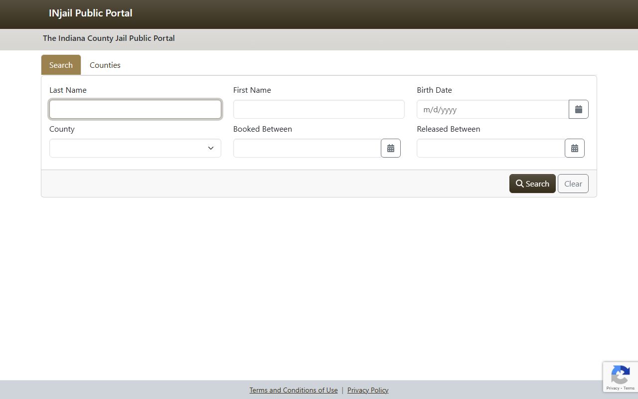 Indiana INjail multi-county jail portal for searching recent arrests